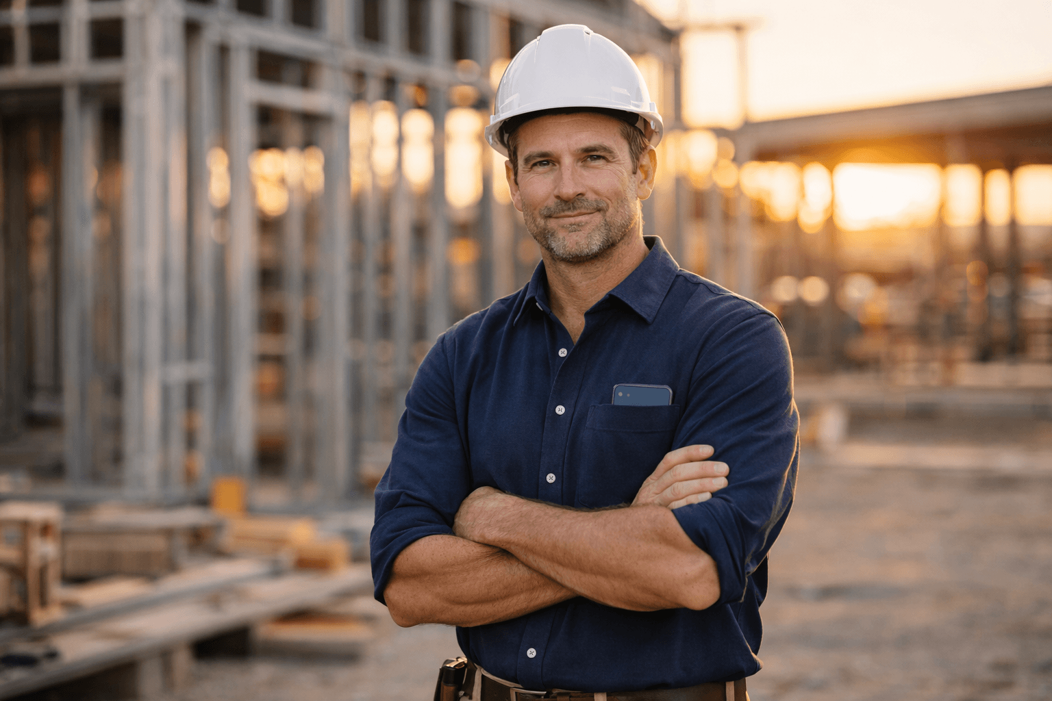 Contractor on job site using Buildalytic