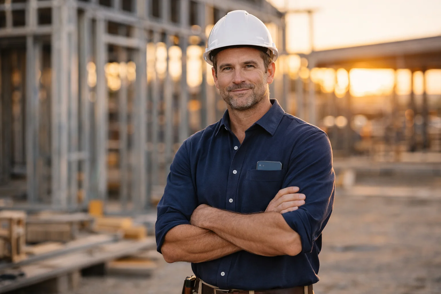 Contractor on job site using Buildalytic