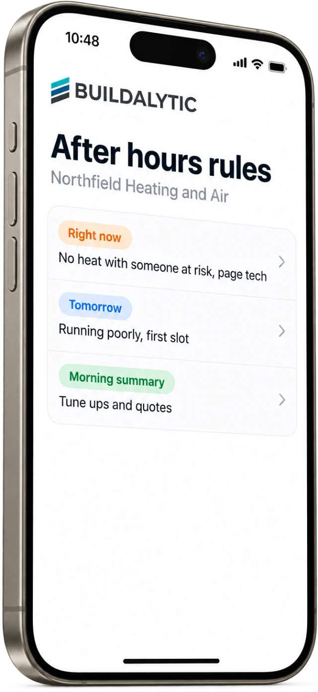 Illustrative phone showing configured after-hours call rules