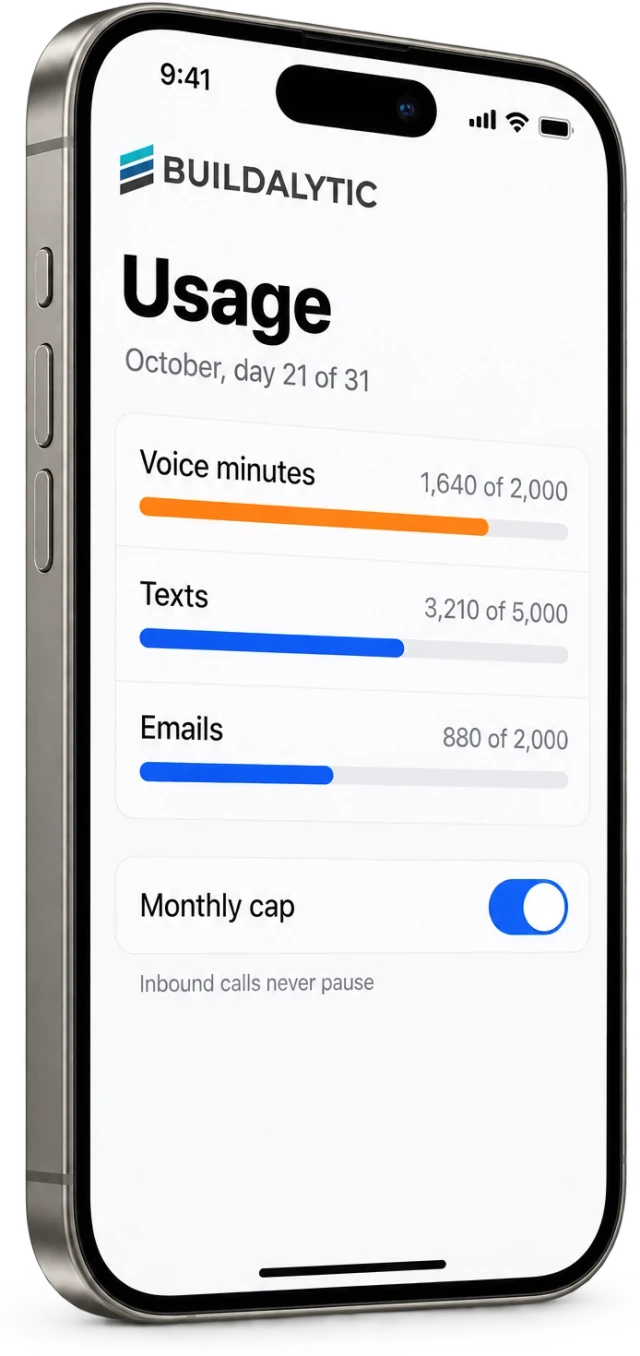 Illustrative phone showing company usage allowances
